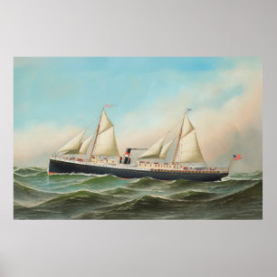 Affiche Ville de Macon Reproduction de bateaux à vapeur