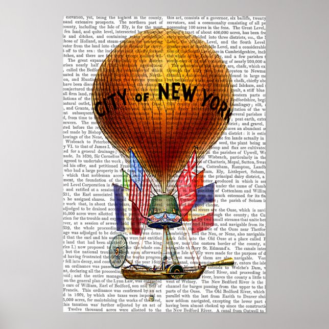 Affiche Ville de New York Hot Air Balloon (Devant)