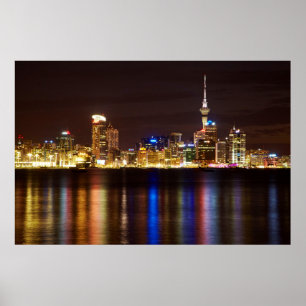 Affiche Ville de nuit d'Auckland