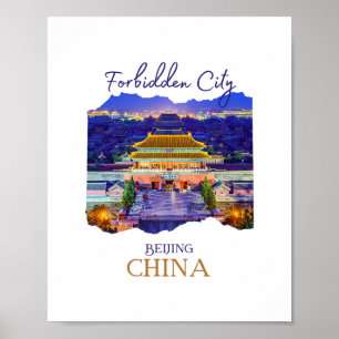 Affiche Ville de Pékin Interdit à la Chine Souvenir Hommes