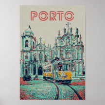 Ville de Porto avec tramway illustration Portugal