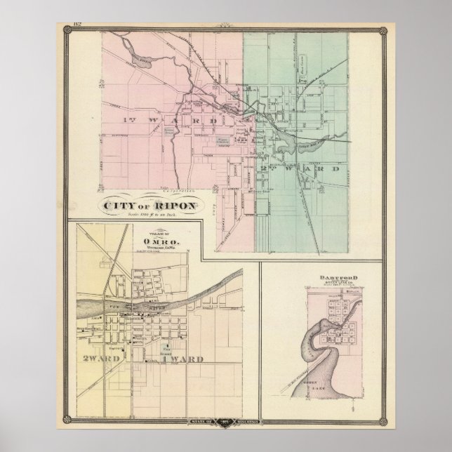Affiche Ville de Ripon, Village d'Omro, Dartford (Devant)