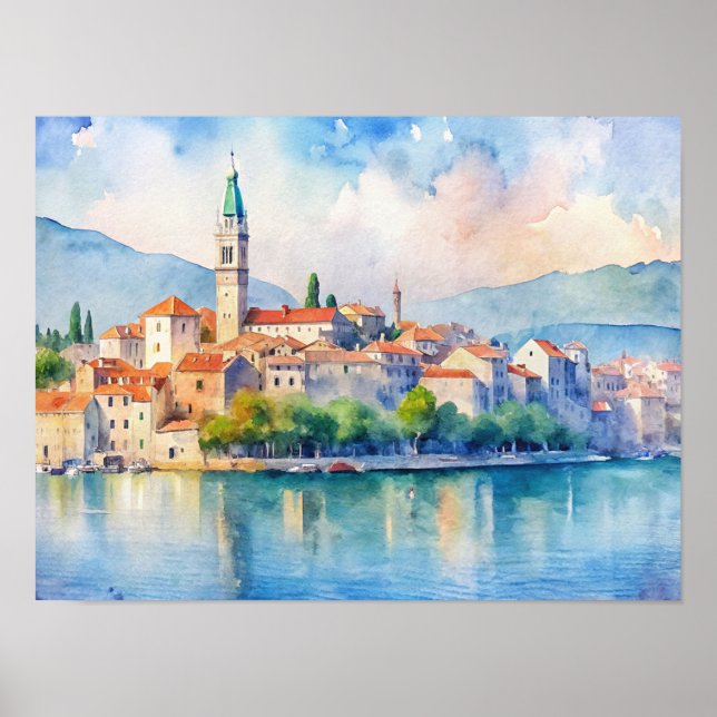 Affiche Ville de Split Croatie aquarelle peinture (Devant)