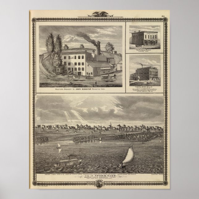 Affiche Ville de Storm Lake brasserie, Muscatine bldg (Devant)