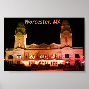 Affiche Ville de Worcester, Massachusetts Architecture