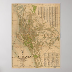 Affiche Ville des îles philippines Map (1920) de Manille