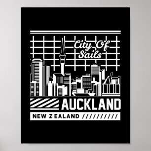 Affiche Ville des voiles Auckland Nouvelle-Zélande Skyline