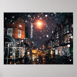 Affiche Ville d'hiver de neige JPG Cityscape Résidence par