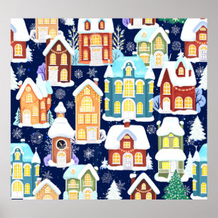 Affiche Ville d'hiver victorienne : Motif de Noël