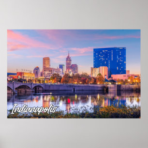 Affiche Ville D'Indianapolis, Indiana, États-Unis