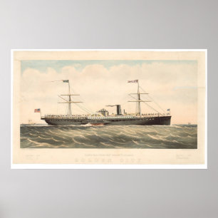 Affiche Ville d'or du bateau Co Pacifique de vapeur de