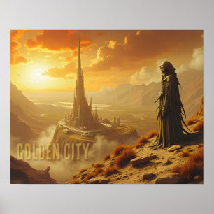 Affiche Ville dorée Art Fantastique Sci-Fi Futuriste
