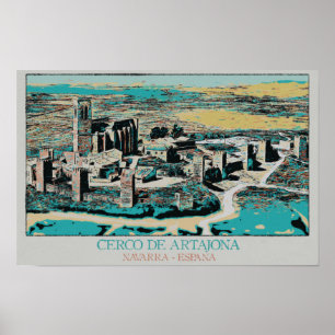 Affiche Ville fortifiée d'Artajona, Navarre, Espagne