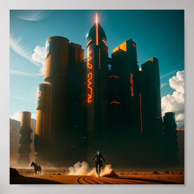 Affiche Ville futuriste dans le désert (Devant)