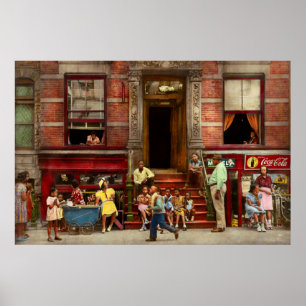 Affiche Ville - Harlem NY - Vie sur le perron 1935