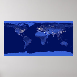 Affiche Ville Lumières Du Monde Carte De L'Affiche Satelli