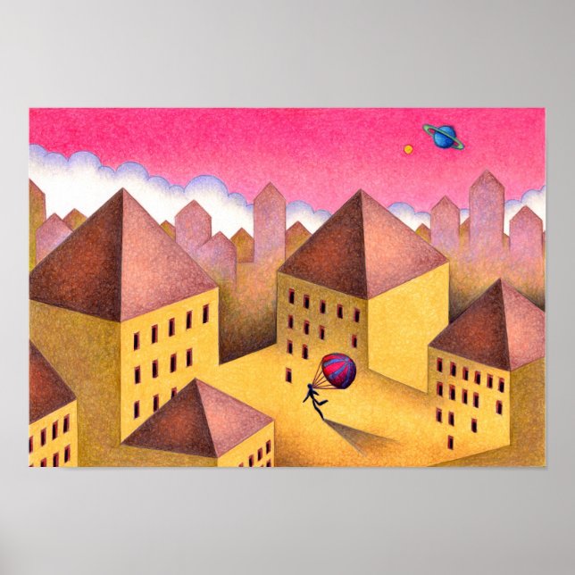 Affiche Ville mystérieuse baignée dans le crépuscule. (Devant)