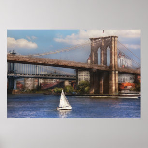Affiche Ville - NY - Voile sous le pont Brooklyn