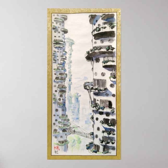 Affiche Ville Treetop moderne (Devant)