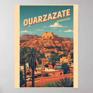 Affiche Ville vintage de Ouarzazate kasbah désert du Sahar
