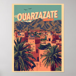 Affiche Ville vintage de Ouarzazate kasbah désert du Sahar