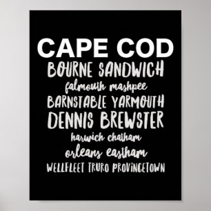 Affiche Villes de Cape Cod Provincetown Rnstable Bourne De