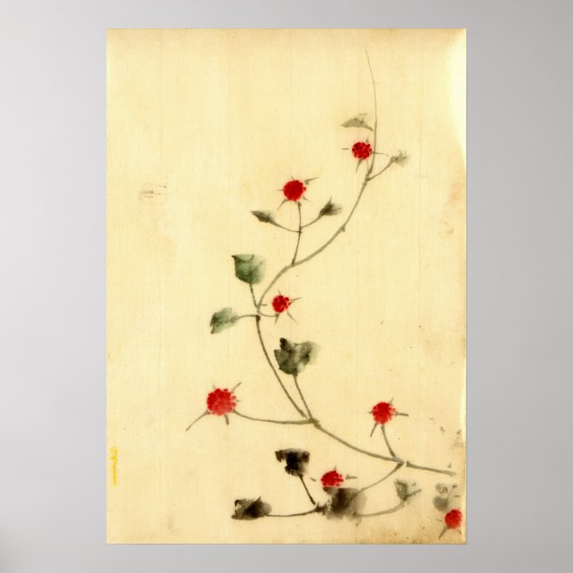 Affiche Vin aux fleurs rouges 1840 (Devant)