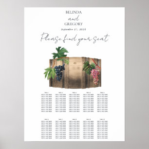 Affiche Vin Baril Vignoble Vignoble Mariage Carte de siège