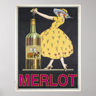 Affiche Vin de merlot vintage