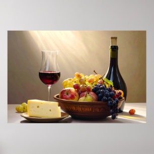 Affiche Vin, Fruits et Fromage