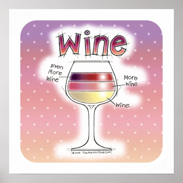 Affiche VIN, PLUS DE VIN, ENCORE PLUS DE VIN 18"x18" (Devant)