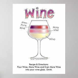 Affiche VIN, PLUS DE VIN, ENCORE PLUS DE VIN 18"x24"