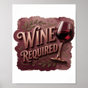 Affiche Vin requis en or moderne