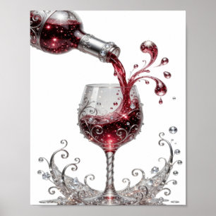 Affiche Vin rouge argenté iconique