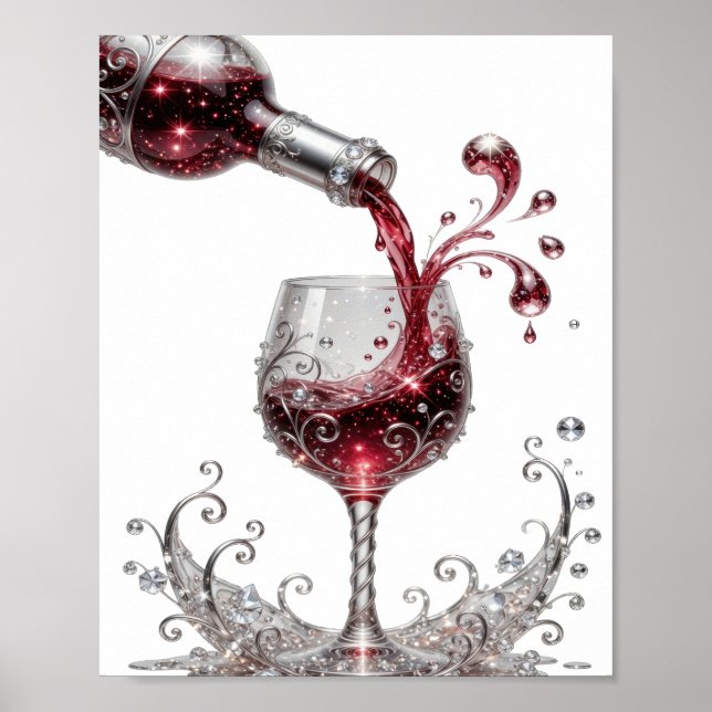 Affiche Vin rouge argenté iconique (Devant)