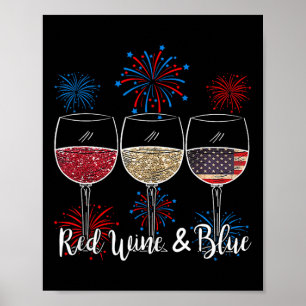 Affiche Vin Rouge Et Bleu 4 juillet Vin Rouge Blanc Bleu