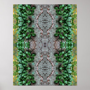 Affiche Vin vert feuillus sur miroir d'arbre Abstrait