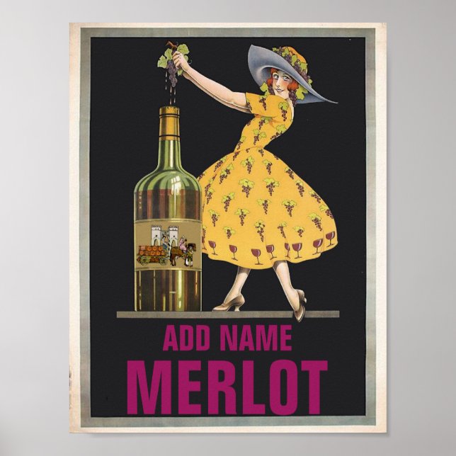 Affiche Vin vintage, modifier le texte (Devant)