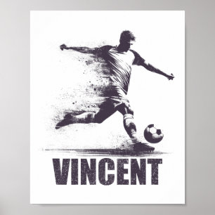 Affiche Vincent Soccer Garçons Personnalisé Prénom Vincen