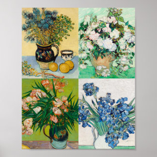 Affiche Vincent Van Gogh 1800s Flower Painting Collage 