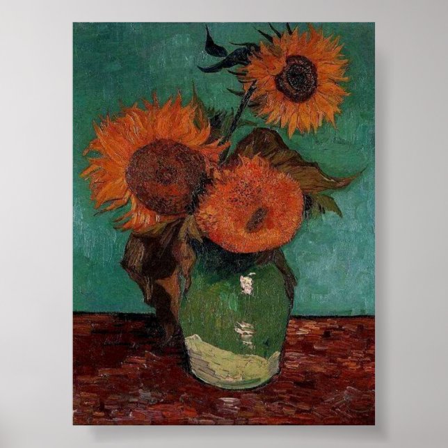 Affiche Vincent Van Gogh 3 Tournesols Art Peinture Imprime (Devant)