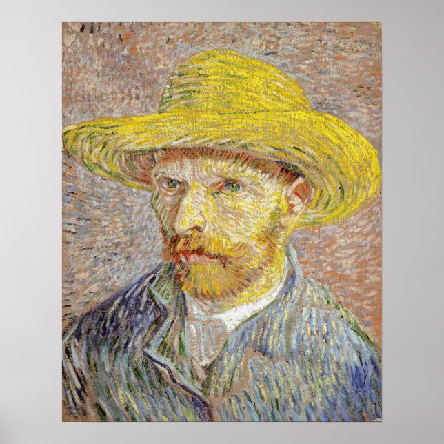 Affiche Vincent van Gogh - Autoportrait au chapeau de pail (Devant)