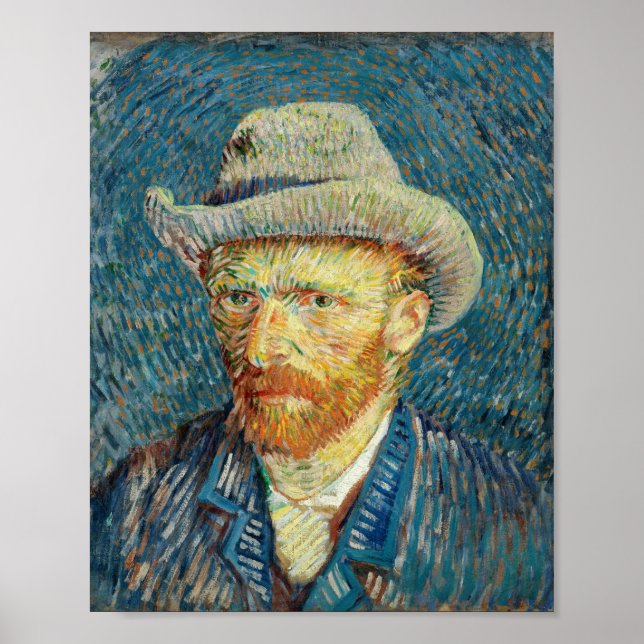 Affiche Vincent Van Gogh Autoportrait avec Grey Felt Casqu (Devant)