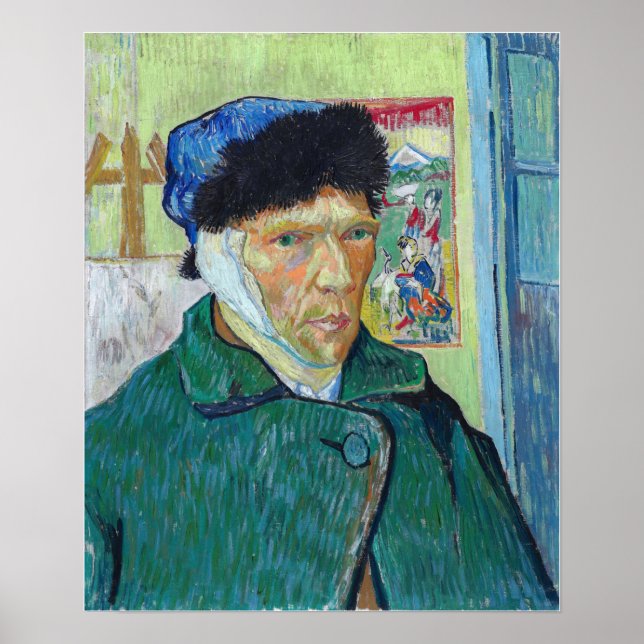 Affiche Vincent van Gogh - Autoportrait avec oreille bandé (Devant)