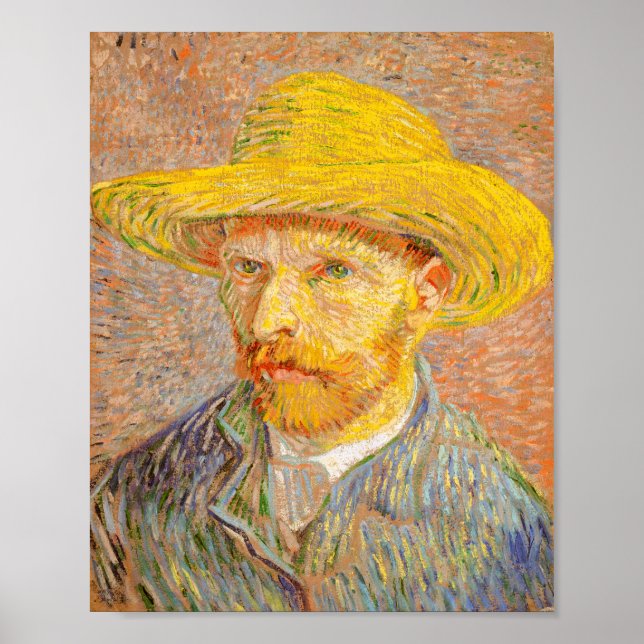 Affiche Vincent Van Gogh Autoportrait avec paille Art Casq (Devant)