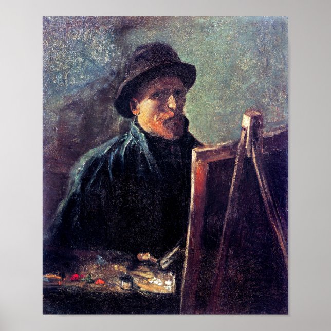 Affiche Vincent Van Gogh - Autoportrait chapeau de feutre  (Devant)