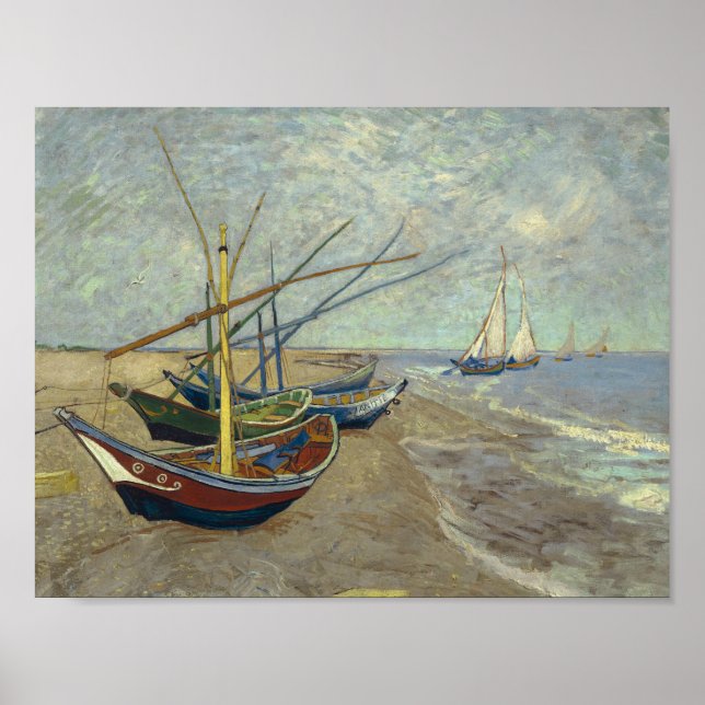 Affiche Vincent van Gogh - Bateaux de pêche sur la plage (Devant)