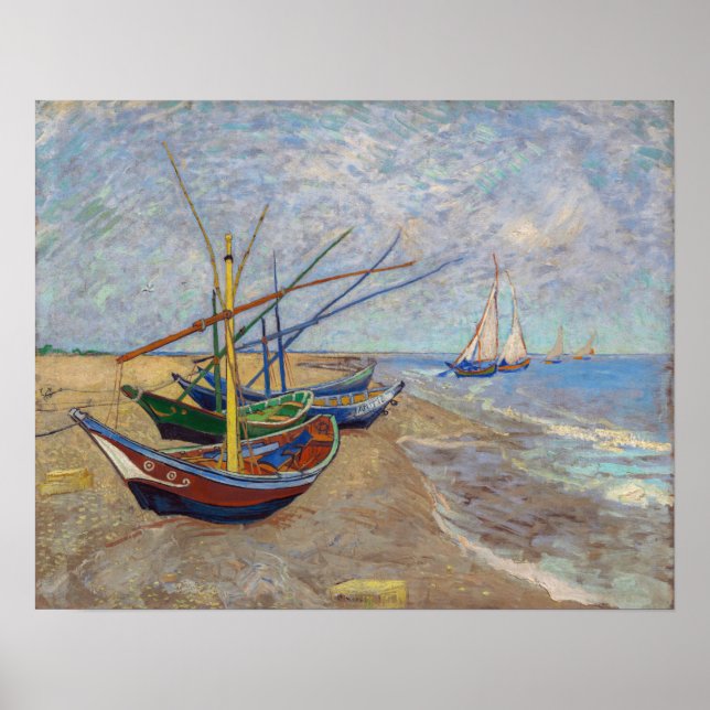 Affiche Vincent van Gogh - Bateaux de pêche sur la plage (Devant)