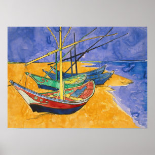 Affiche Vincent van Gogh - Bateaux de pêche sur la plage