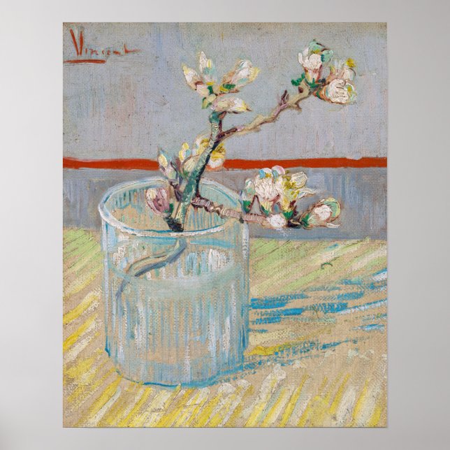 Affiche Vincent van Gogh - Branche d'amandier dans un verr (Devant)